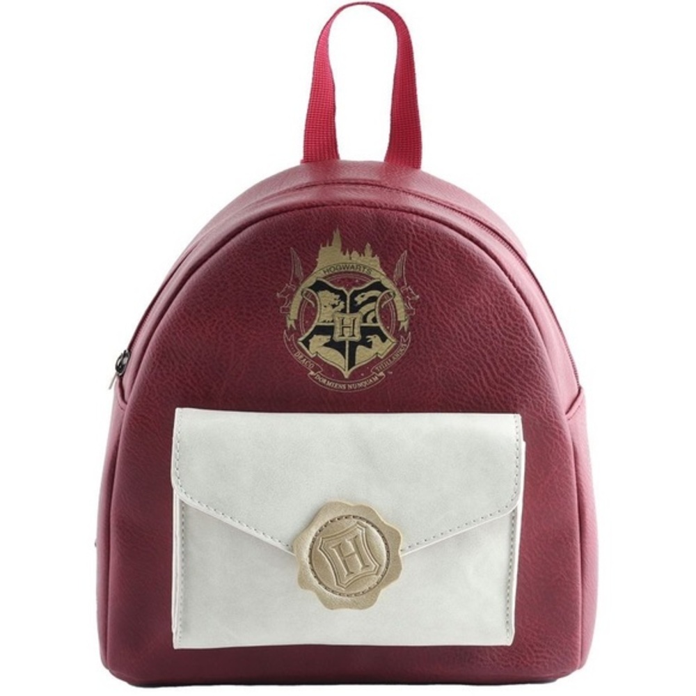 Harry Potter Hogwarts Draco Dragon Envelope Faux Leather Red Mini Backpack EUC